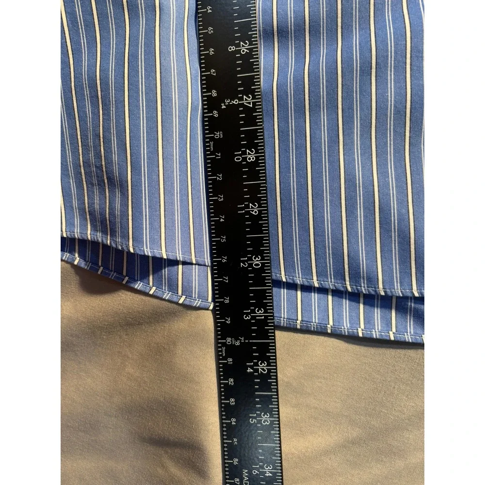 Jos. A. Bank Button Down Shirt Mens 16.5-34 Blue Striped Traveler Cotton Office
